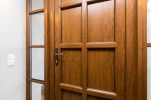 PVC Entrance doors with wood imitation laminate
